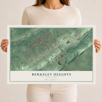 Berkeley Heights, New Jersey map print, 12" x 18" Archival Matte Print mockup
