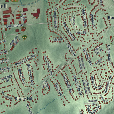 Close-up 1 of the Berkeley Heights, New Jersey map artwork
