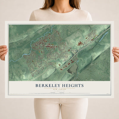 Berkeley Heights, New Jersey map print, 18" x 24" Archival Matte Print mockup