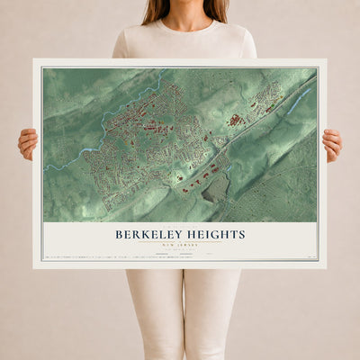 Berkeley Heights, New Jersey map print, 24" x 36" Archival Matte Print mockup