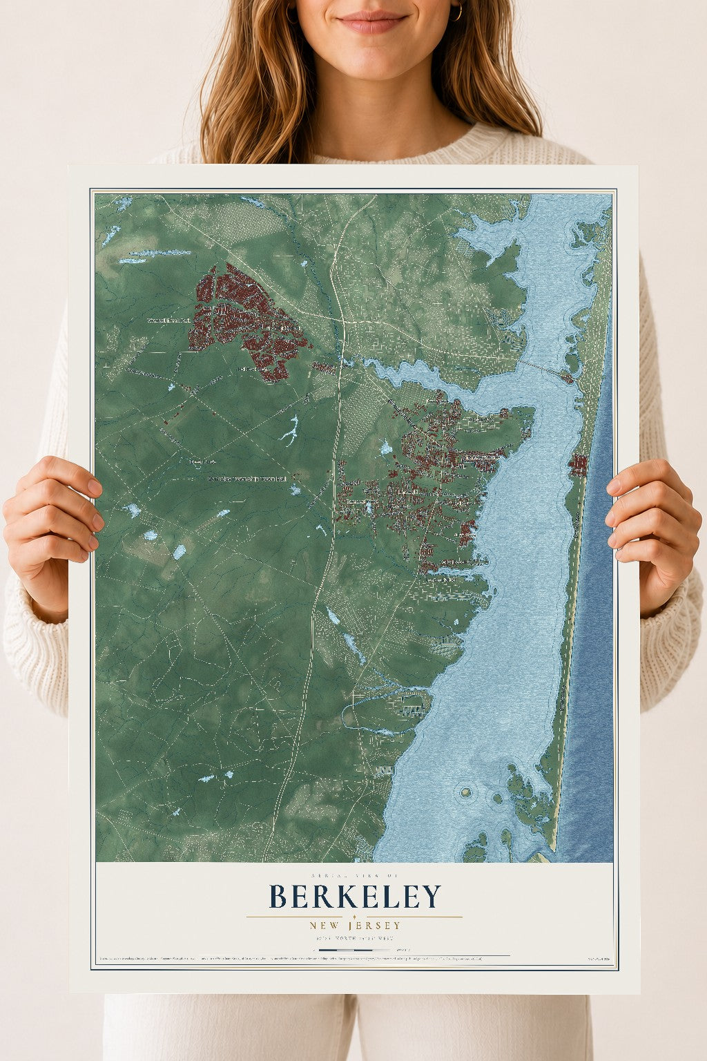 Berkeley, New Jersey map print, 18" x 24" Archival Matte Print mockup