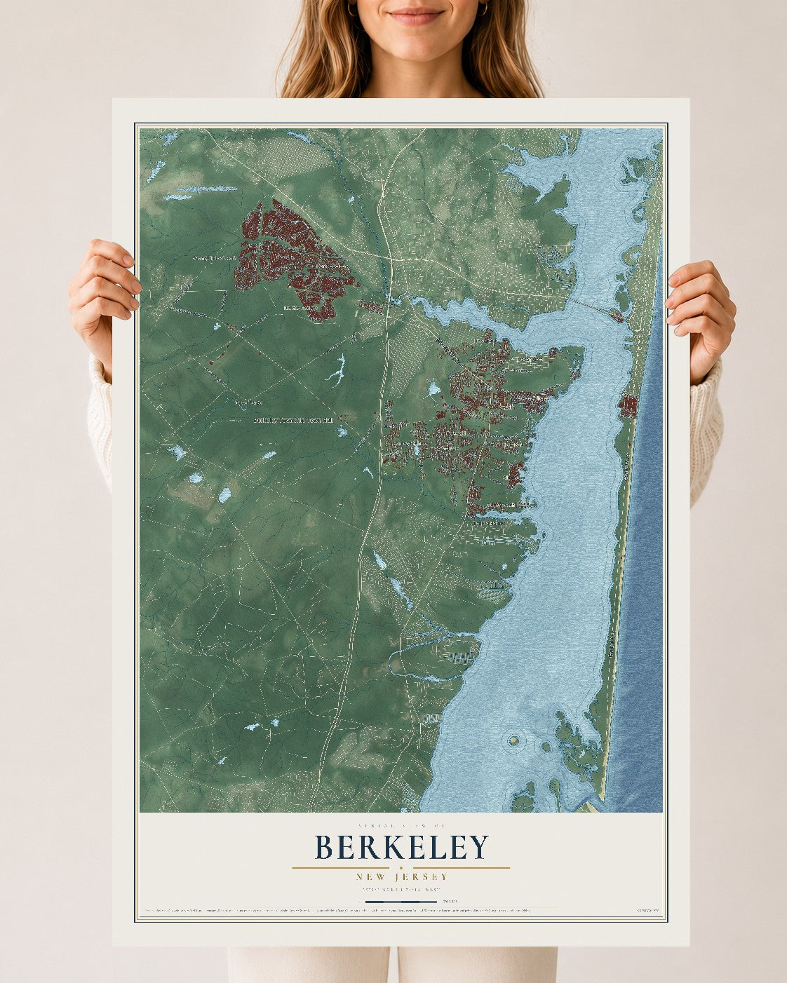 Berkeley, New Jersey map print, 24" x 36" Archival Matte Print mockup