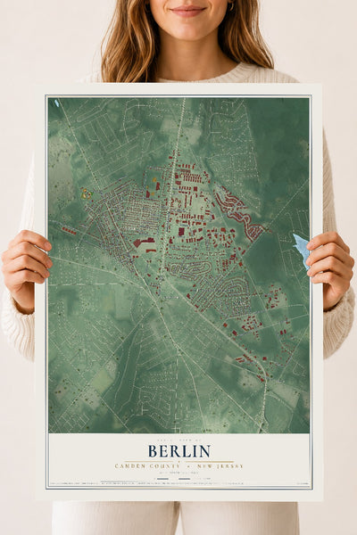 Berlin, New Jersey map print, 18" x 24" Archival Matte Print mockup