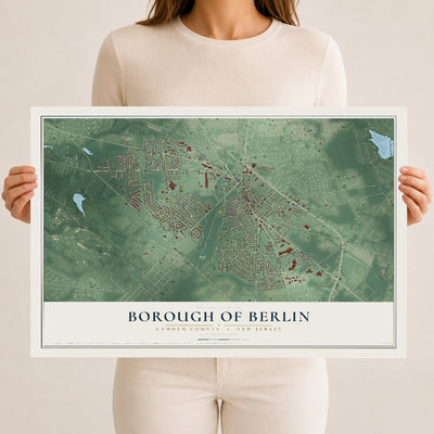 Borough of Berlin, New Jersey map print, 12" x 18" Archival Matte Print mockup