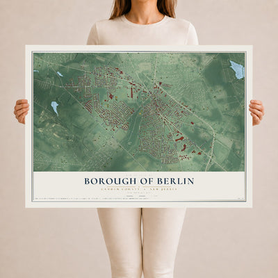 Borough of Berlin, New Jersey map print, 24" x 36" Archival Matte Print mockup