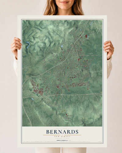 Bernards, New Jersey map print, 24" x 36" Archival Matte Print mockup