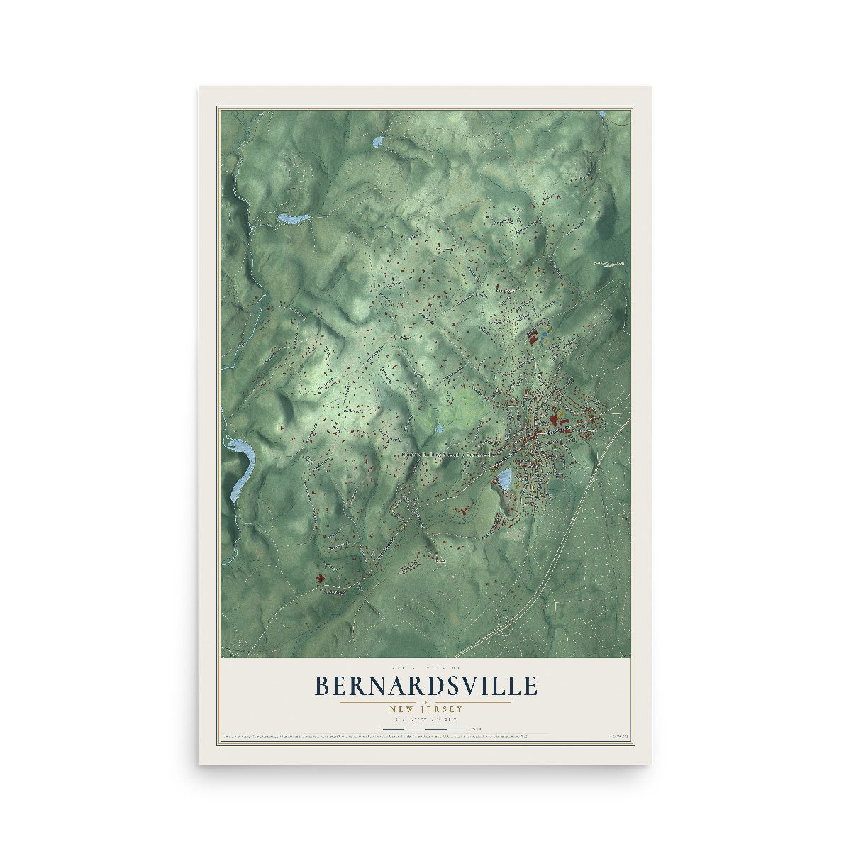 Bernardsville, New Jersey map print, 12" x 18" Archival Matte Print mockup