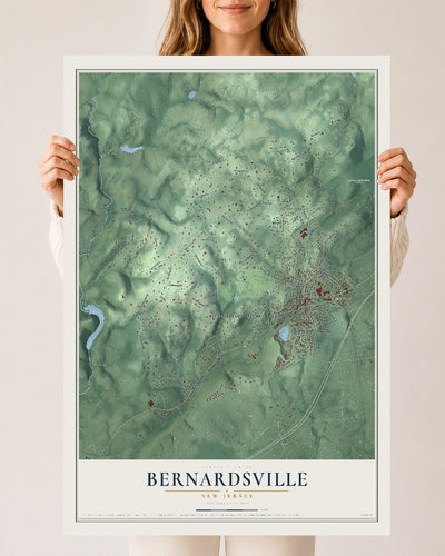 Bernardsville, New Jersey map print, 24" x 36" Archival Matte Print mockup