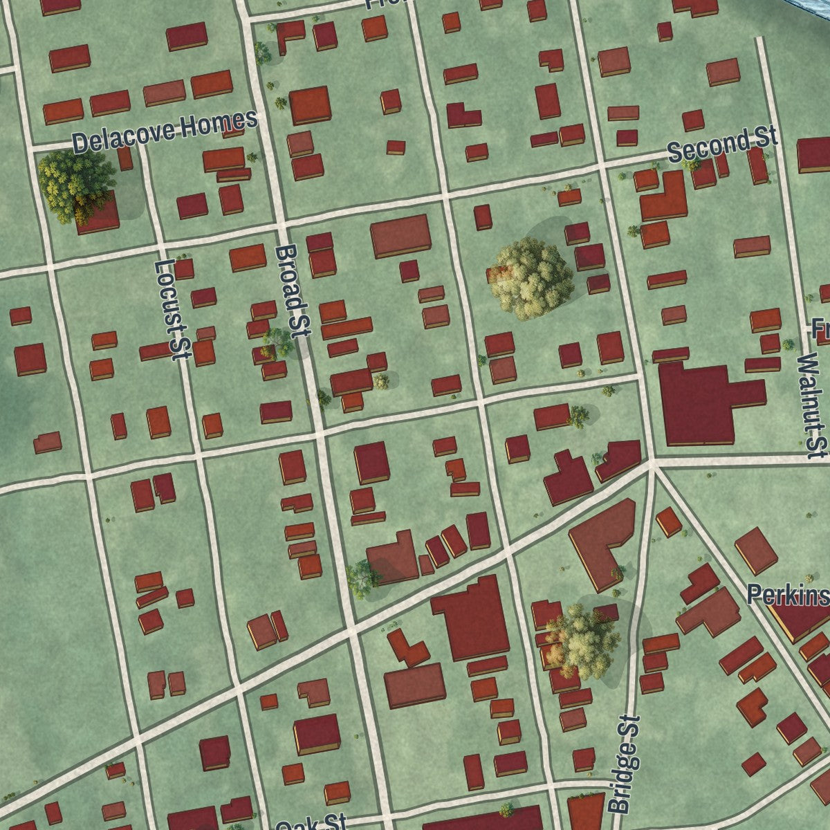 Close-up 1 of the Beverly, New Jersey map artwork