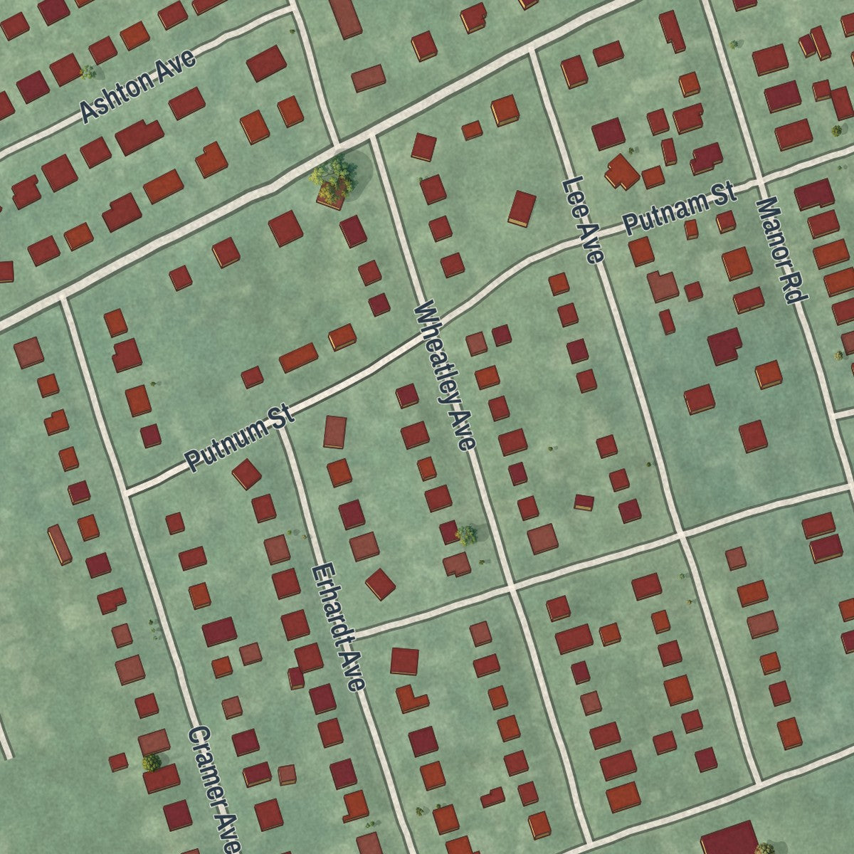 Close-up 2 of the Beverly, New Jersey map artwork