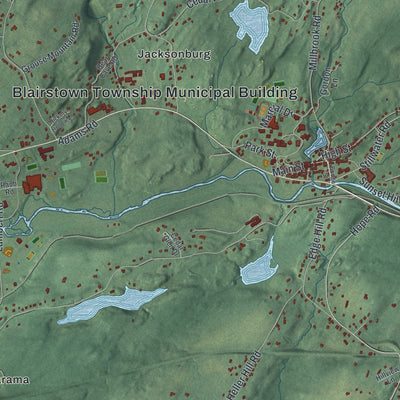 Close-up 1 of the Blairstown, New Jersey map artwork