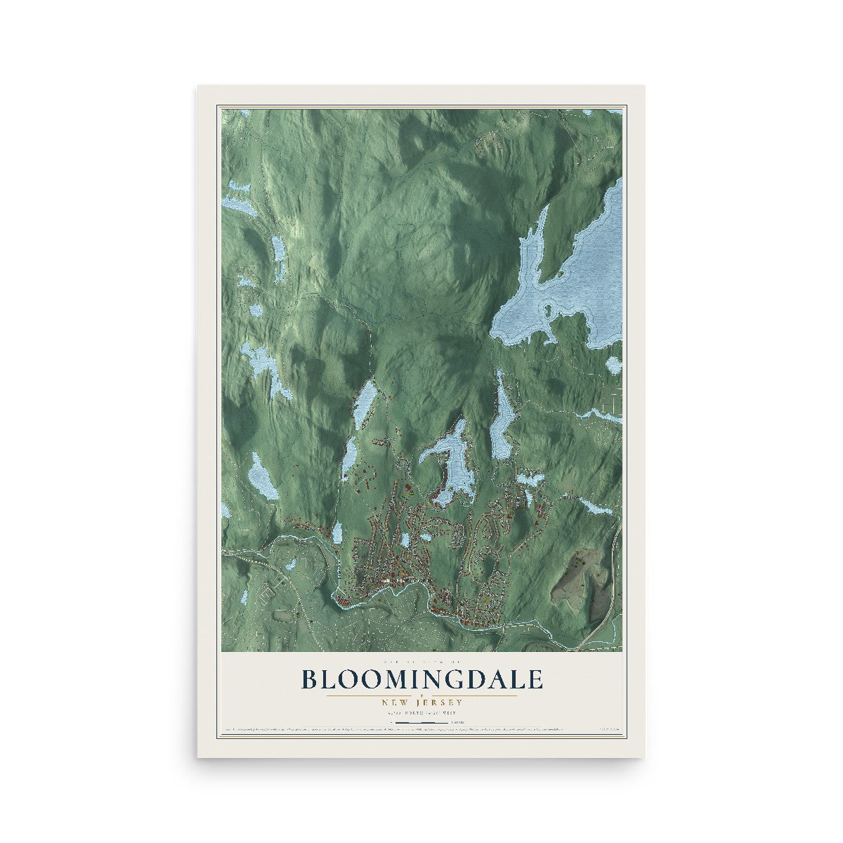 Bloomingdale, New Jersey map print, 12" x 18" Archival Matte Print mockup