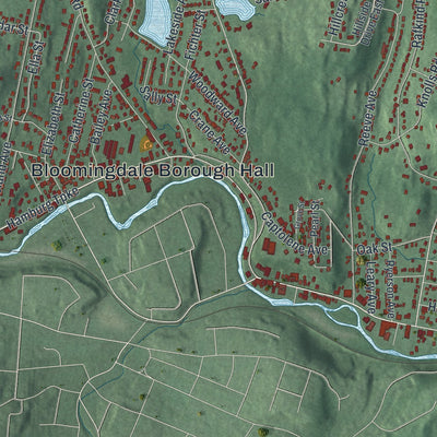 Close-up 1 of the Bloomingdale, New Jersey map artwork