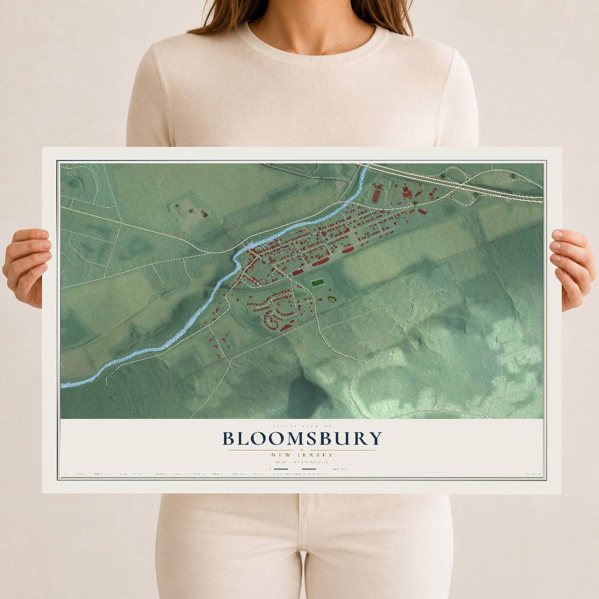 Bloomsbury, New Jersey map print, 12" x 18" Archival Matte Print mockup