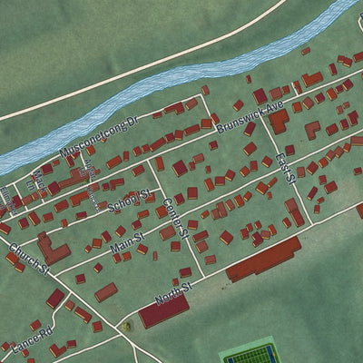 Close-up 1 of the Bloomsbury, New Jersey map artwork