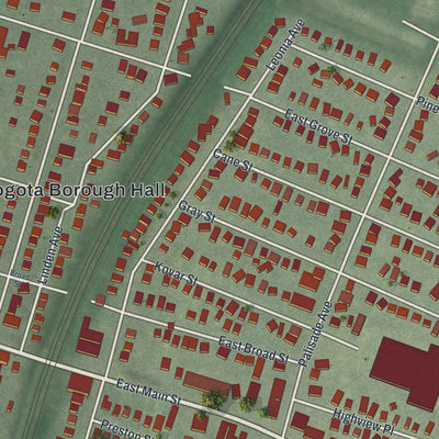 Close-up 2 of the Bogota, New Jersey map artwork