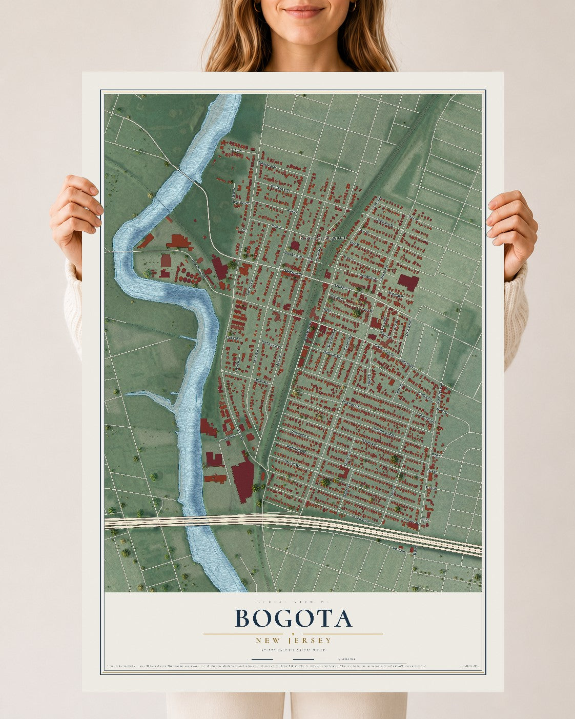 Bogota, New Jersey map print, 24" x 36" Archival Matte Print mockup