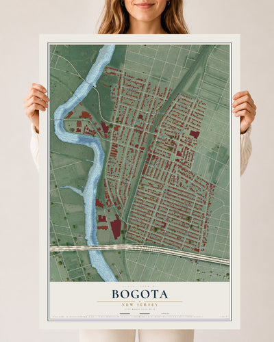 Bogota, New Jersey map print, 24" x 36" Archival Matte Print mockup