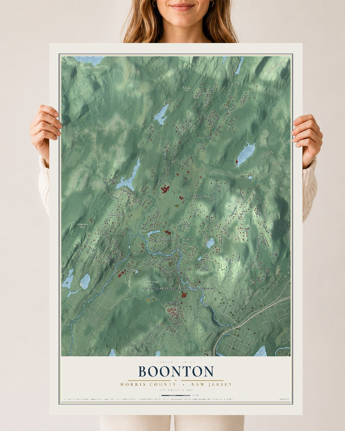 Boonton, New Jersey map print, 24" x 36" Archival Matte Print mockup