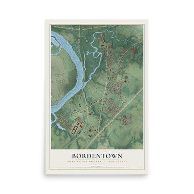 Bordentown, New Jersey map print, 12" x 18" Archival Matte Print mockup