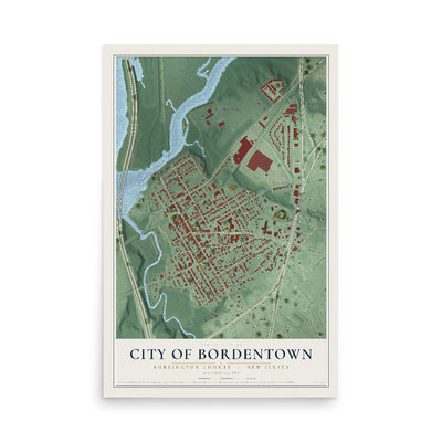 City of Bordentown, New Jersey map print, 12" x 18" Archival Matte Print mockup