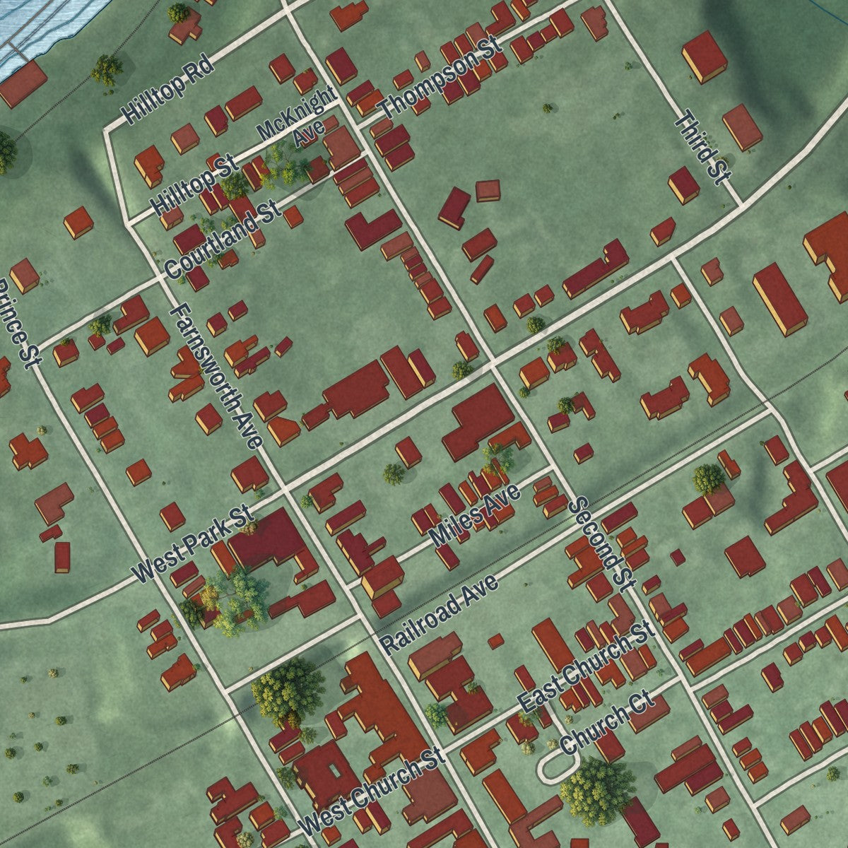 Close-up 2 of the City of Bordentown, New Jersey map artwork