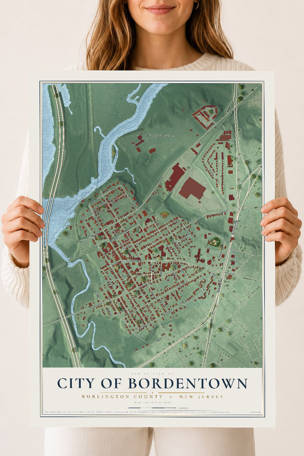City of Bordentown, New Jersey map print, 18" x 24" Archival Matte Print mockup
