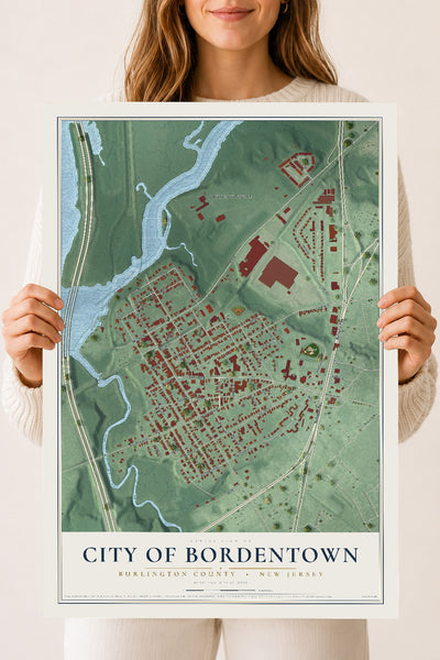 City of Bordentown, New Jersey map print, 18" x 24" Archival Matte Print mockup