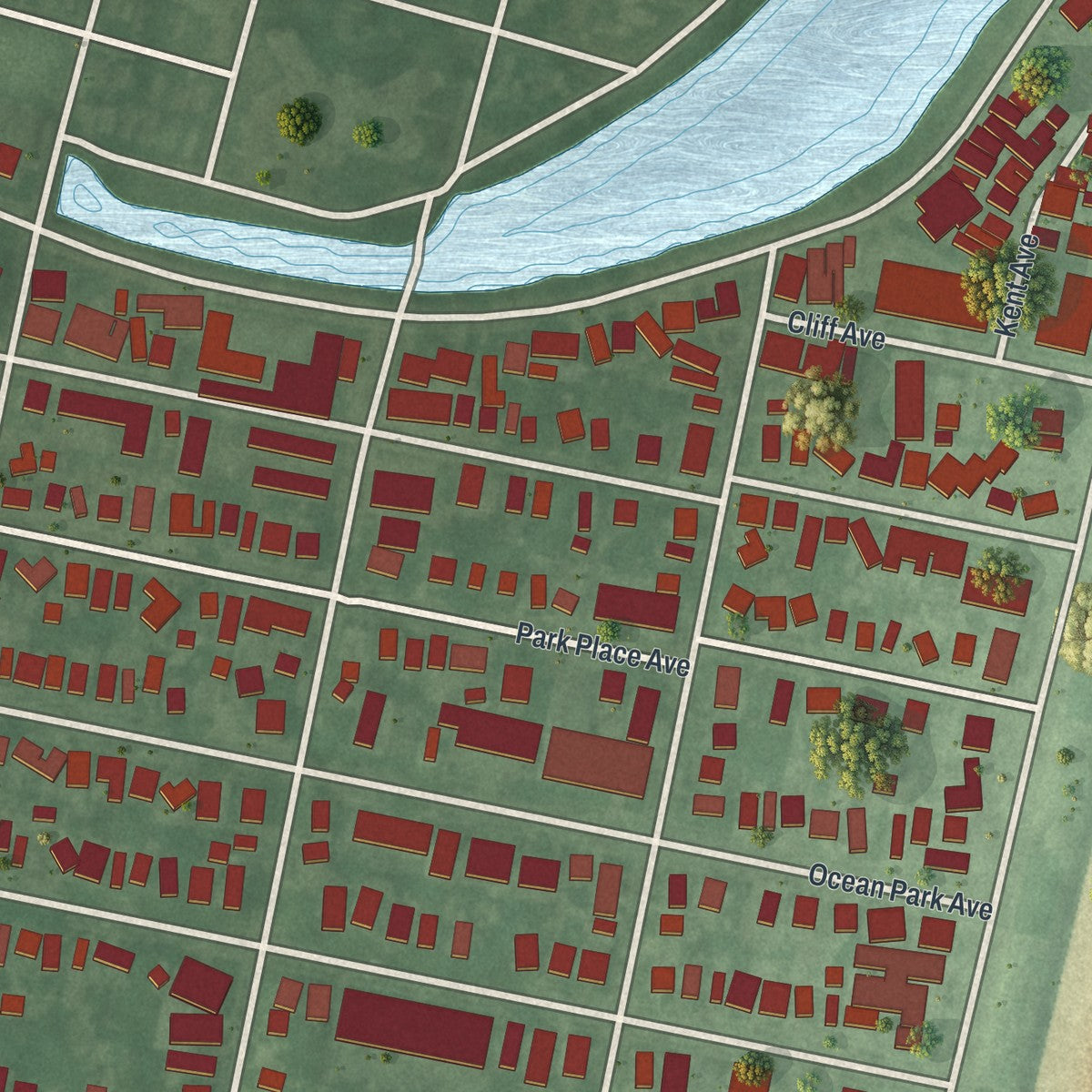 Close-up 1 of the Bradley Beach, New Jersey map artwork