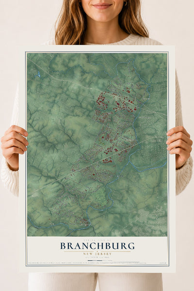 Branchburg, New Jersey map print, 18" x 24" Archival Matte Print mockup