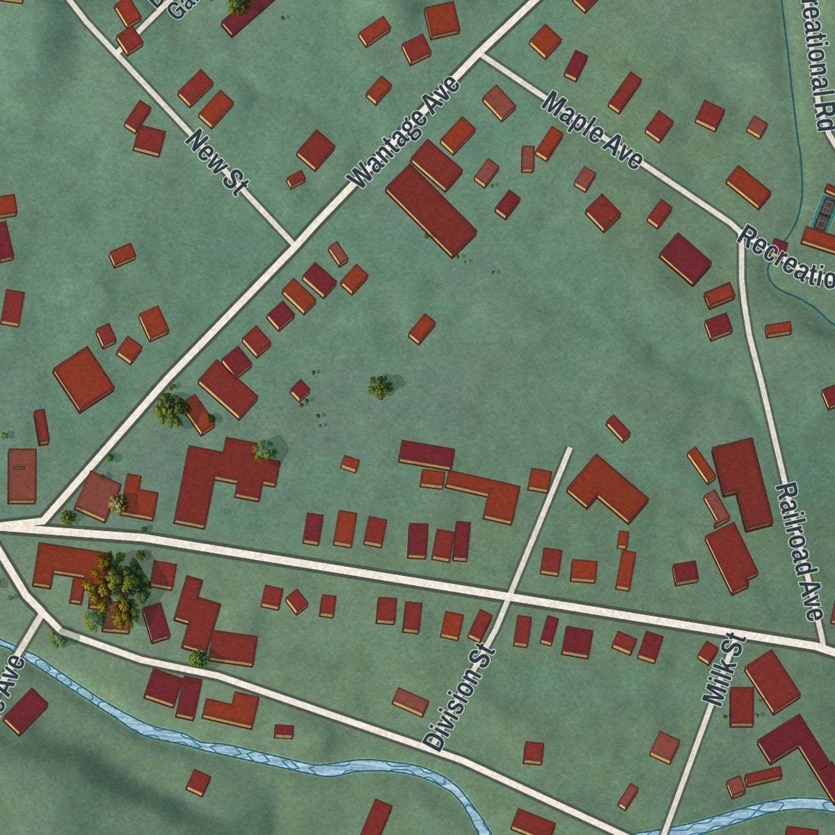 Close-up 1 of the Branchville, New Jersey map artwork