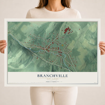 Branchville, New Jersey map print, 18" x 24" Archival Matte Print mockup