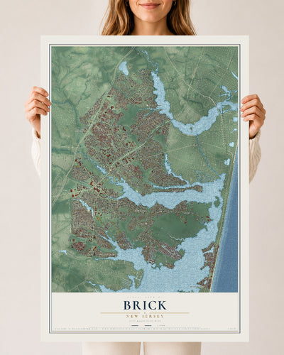Brick, New Jersey map print, 24" x 36" Archival Matte Print mockup