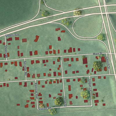 Close-up of the map of Bridgeport, New Jersey print showing street and building detail