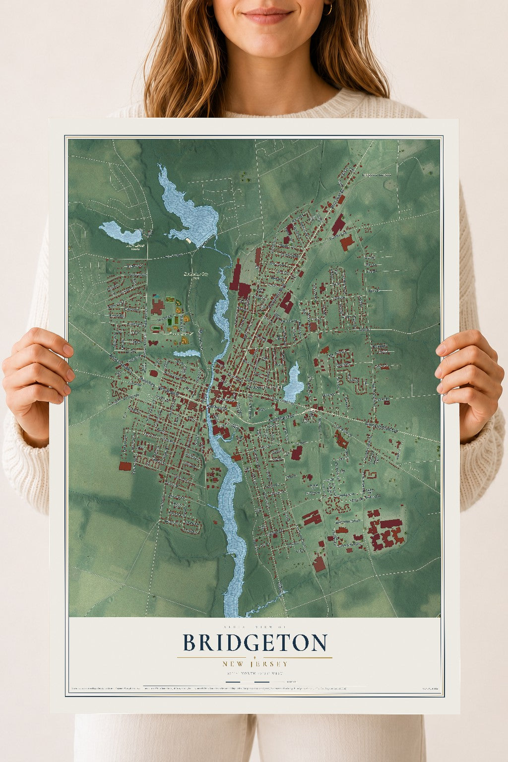 Bridgeton, New Jersey map print, 18" x 24" Archival Matte Print mockup