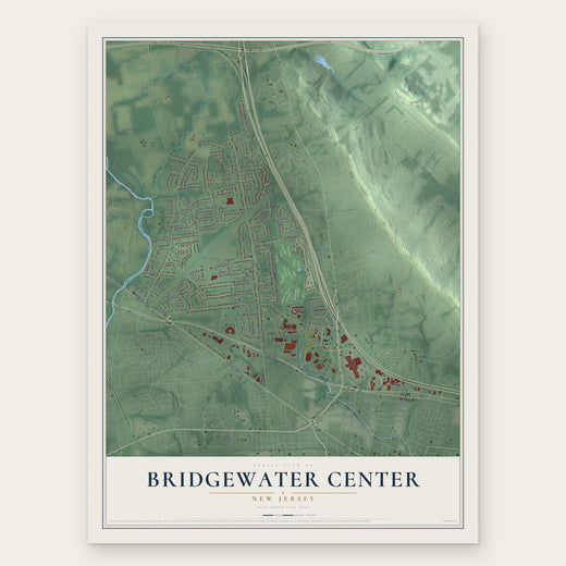 Bridgewater Center, New Jersey map print, the full design