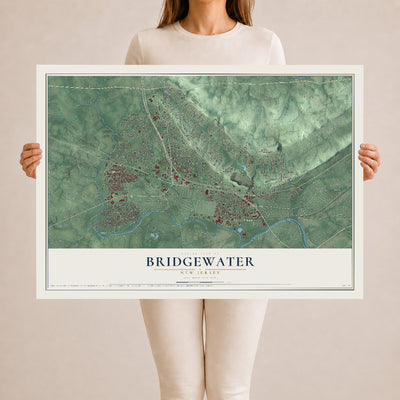 Bridgewater, New Jersey map print, 24" x 36" Archival Matte Print mockup