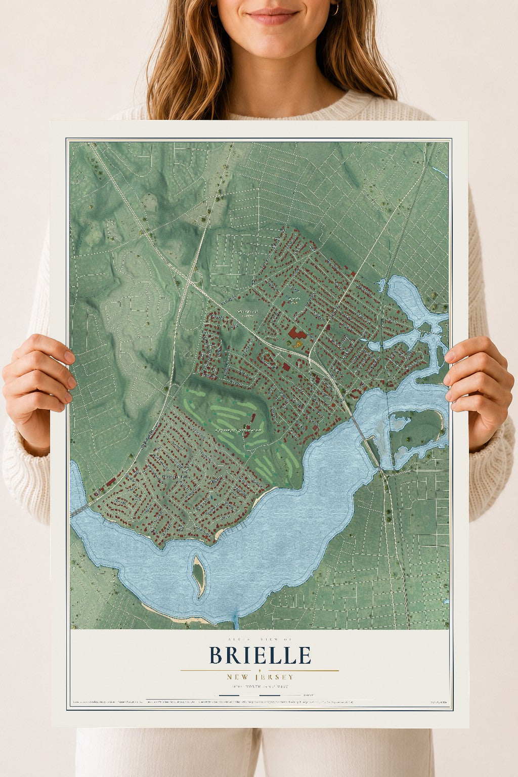 Brielle, New Jersey map print, 18" x 24" Archival Matte Print mockup
