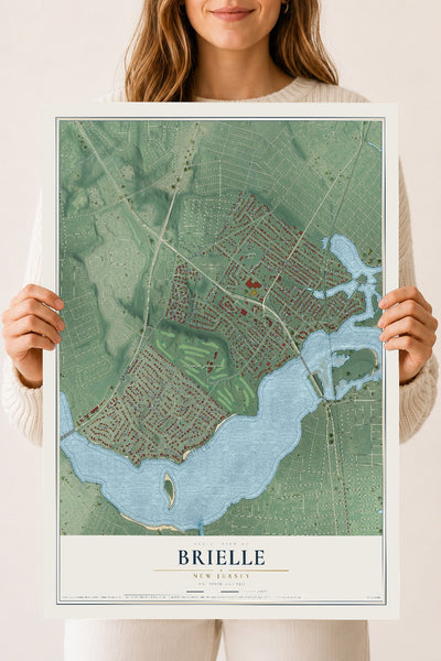Brielle, New Jersey map print, 18" x 24" Archival Matte Print mockup