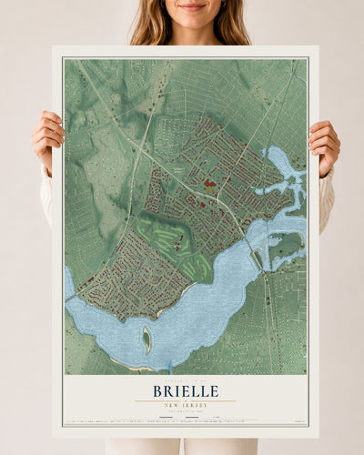 Brielle, New Jersey map print, 24" x 36" Archival Matte Print mockup