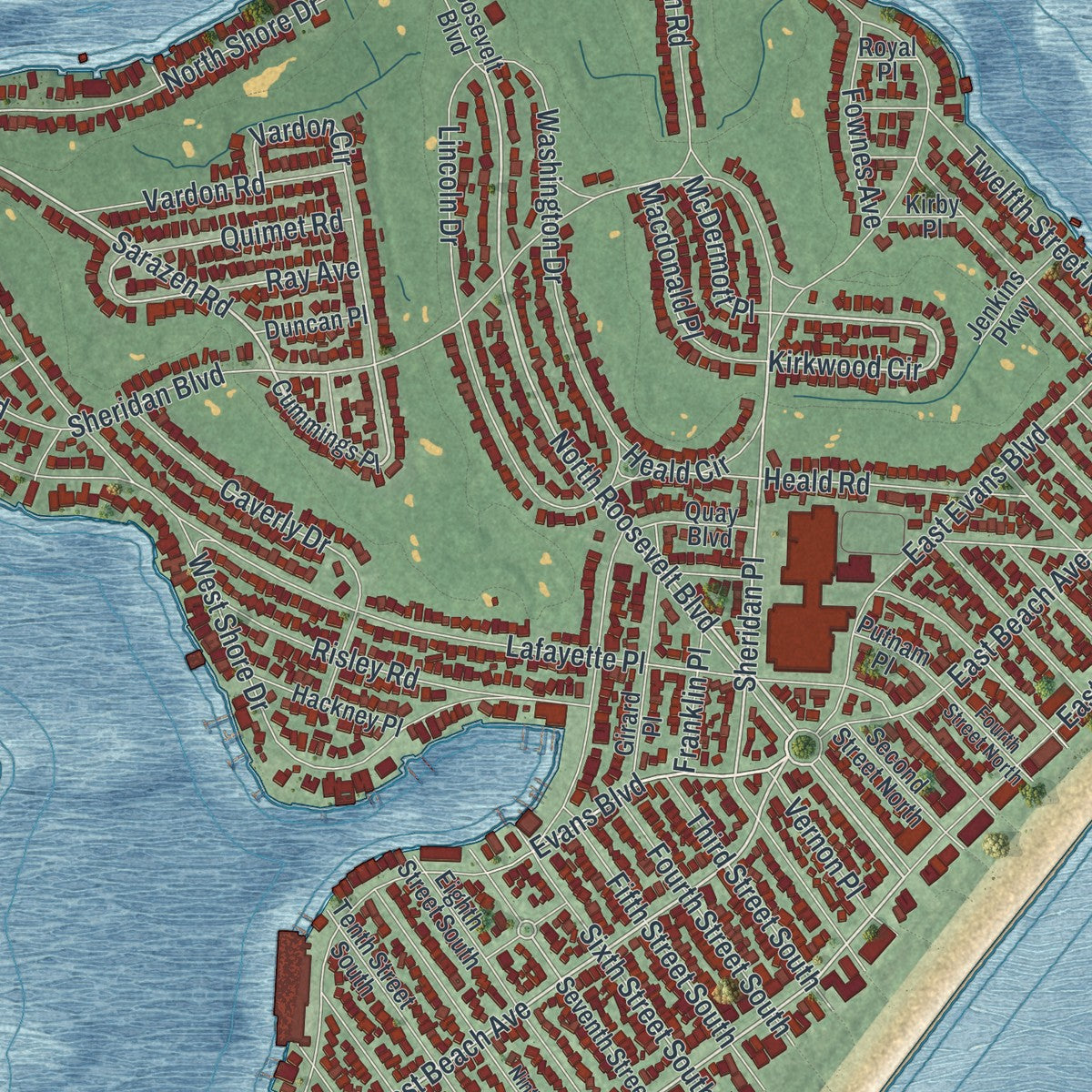 Close-up 1 of the Brigantine, New Jersey map artwork