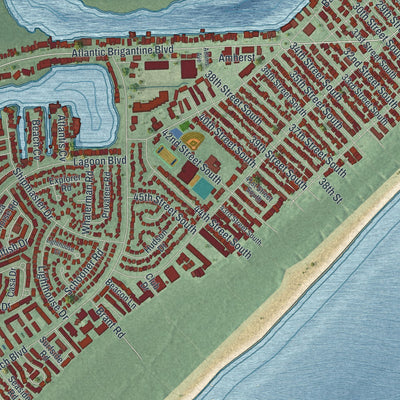 Close-up 2 of the Brigantine, New Jersey map artwork