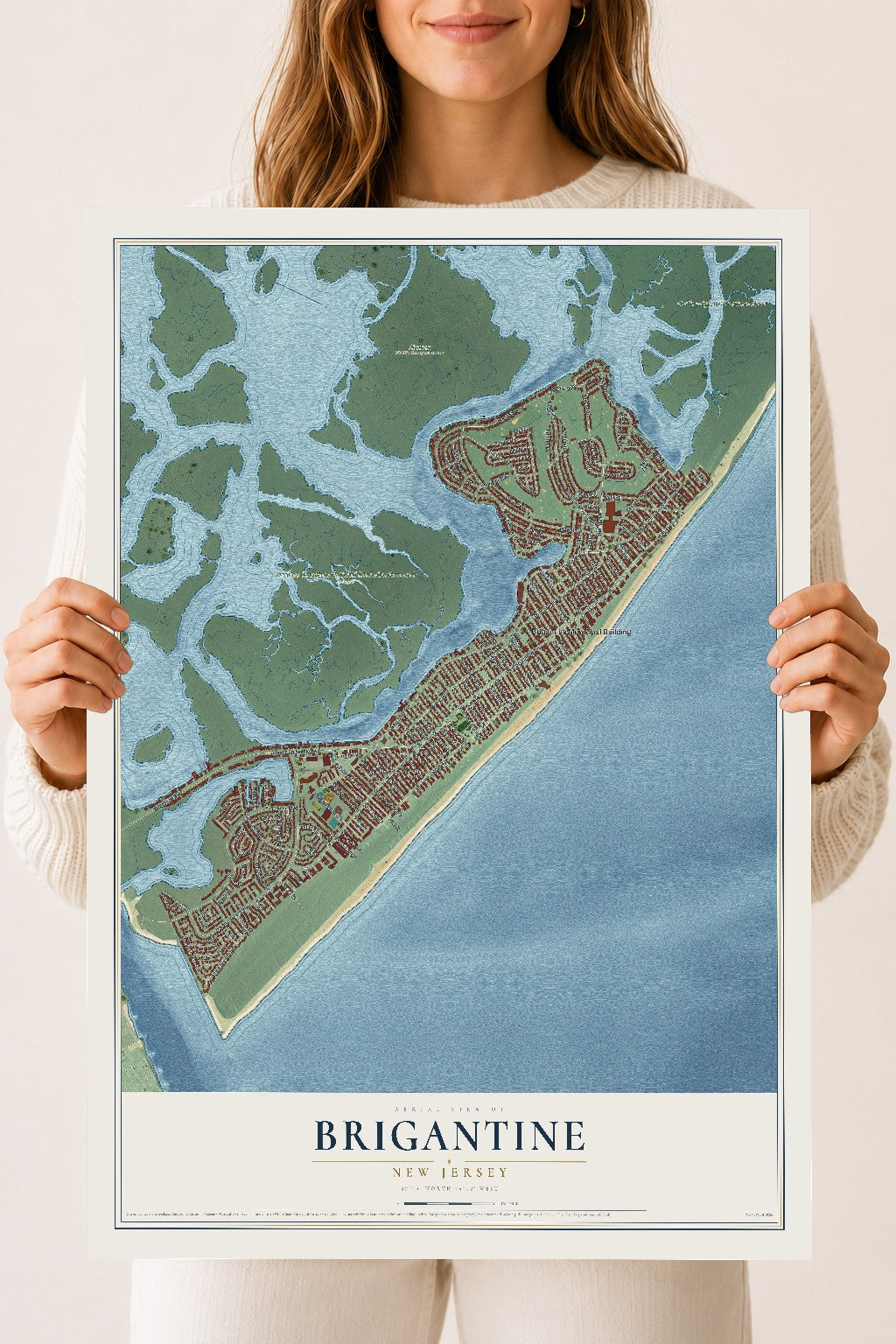 Brigantine, New Jersey map print, 18" x 24" Archival Matte Print mockup