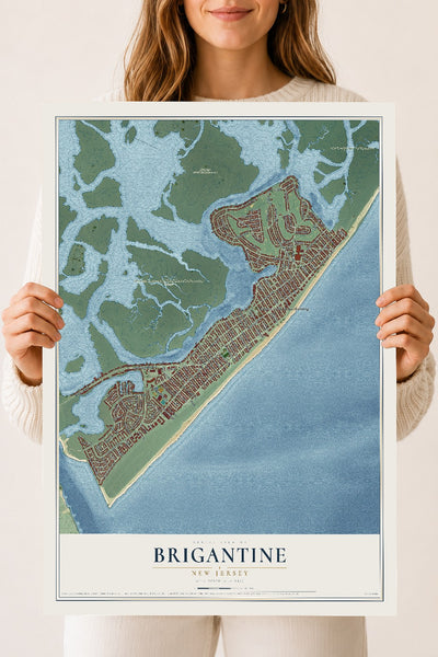 Brigantine, New Jersey map print, 18" x 24" Archival Matte Print mockup