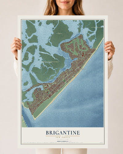 Brigantine, New Jersey map print, 24" x 36" Archival Matte Print mockup
