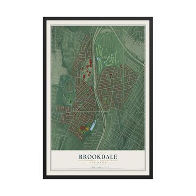 Map of Brookdale, New Jersey, 12 x 18 inch print in a black wood frame