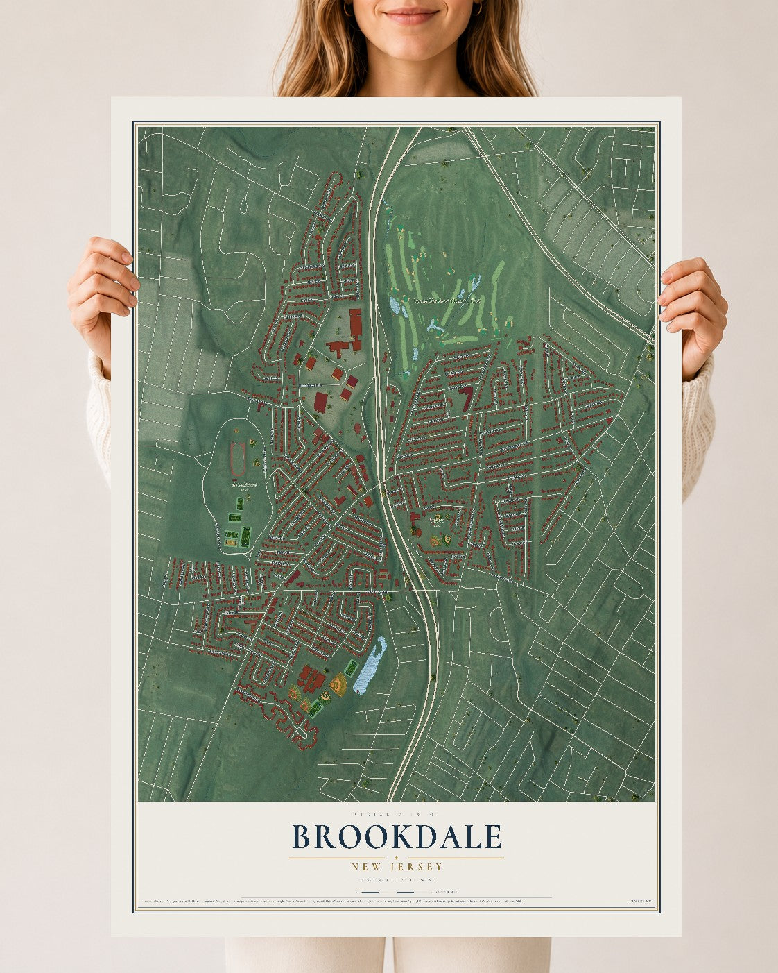 Map of Brookdale, New Jersey, 24 x 36 inch unframed archival matte print