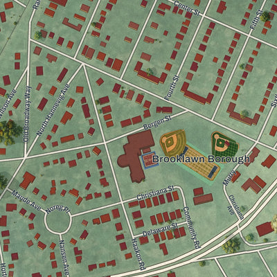 Close-up 1 of the Brooklawn, New Jersey map artwork