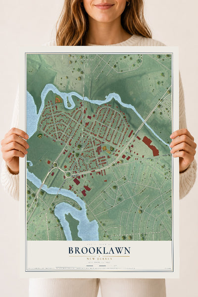 Brooklawn, New Jersey map print, 18" x 24" Archival Matte Print mockup