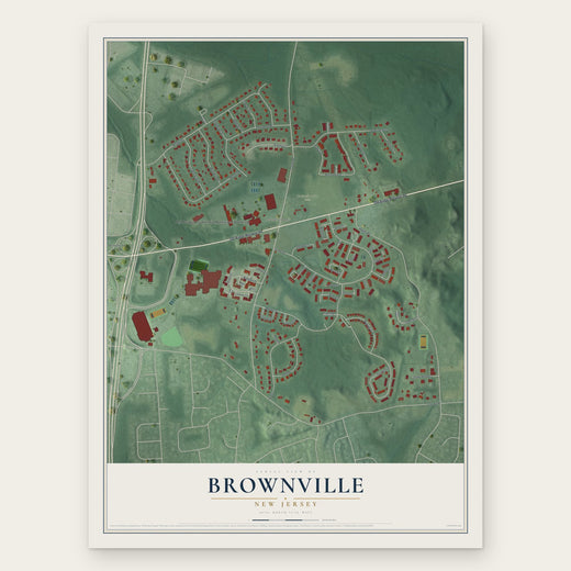 Brownville, New Jersey map print, the full design